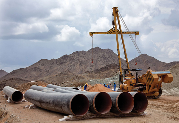 crude oil pipeline construction site